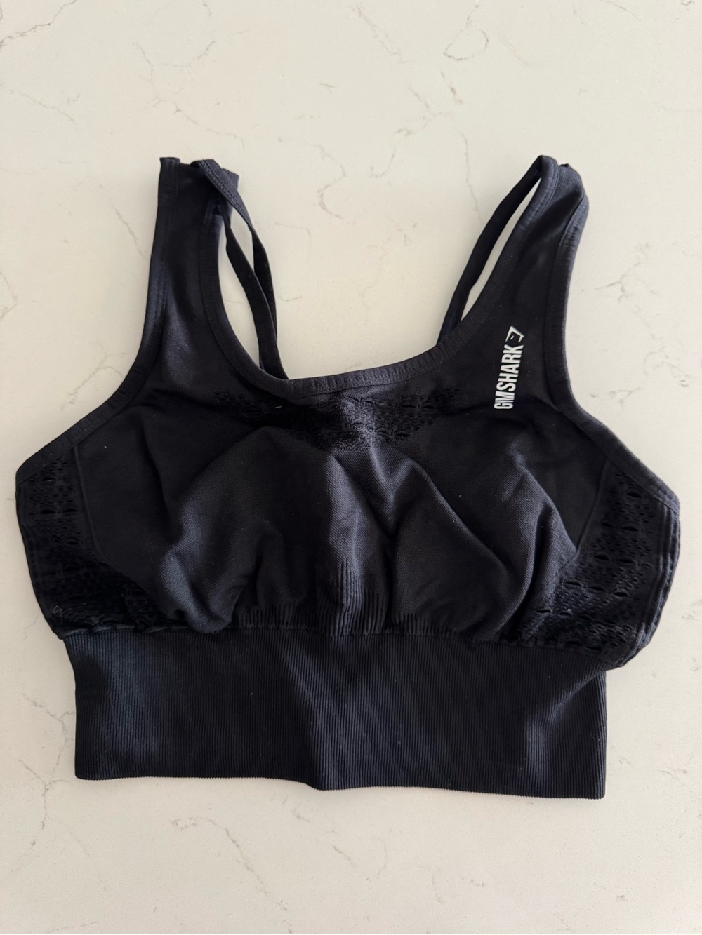 Gymshark Black Lace-Trim Seamless Sports Bra